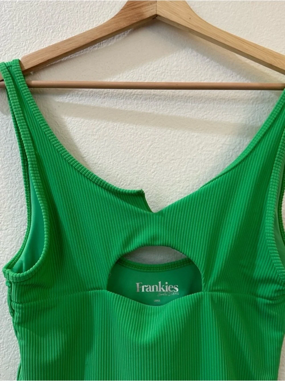 Frankies Bikinis Cody Green Ribbed One Piece Cut Out Swimsuit Size‎ Small S